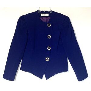 VTG David Hayes x Saks Fifth Ave Purple 100% Wool Button Blazer - USA